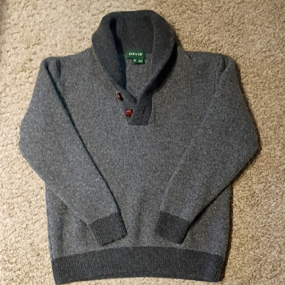 Orvis Charcoal Shawl Collar Men's Sweater